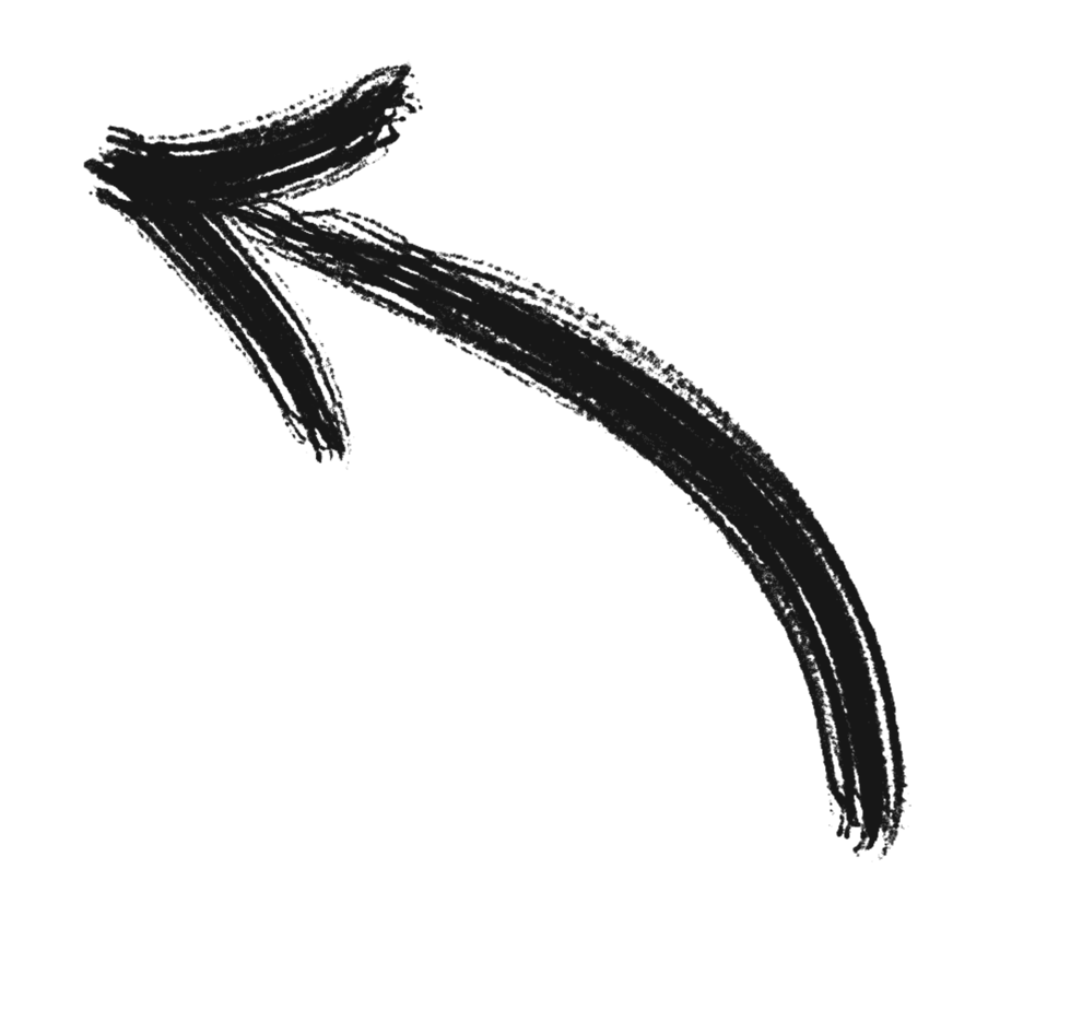 Grafisk element, sort pil, peger mod øvre venstre hjørne.